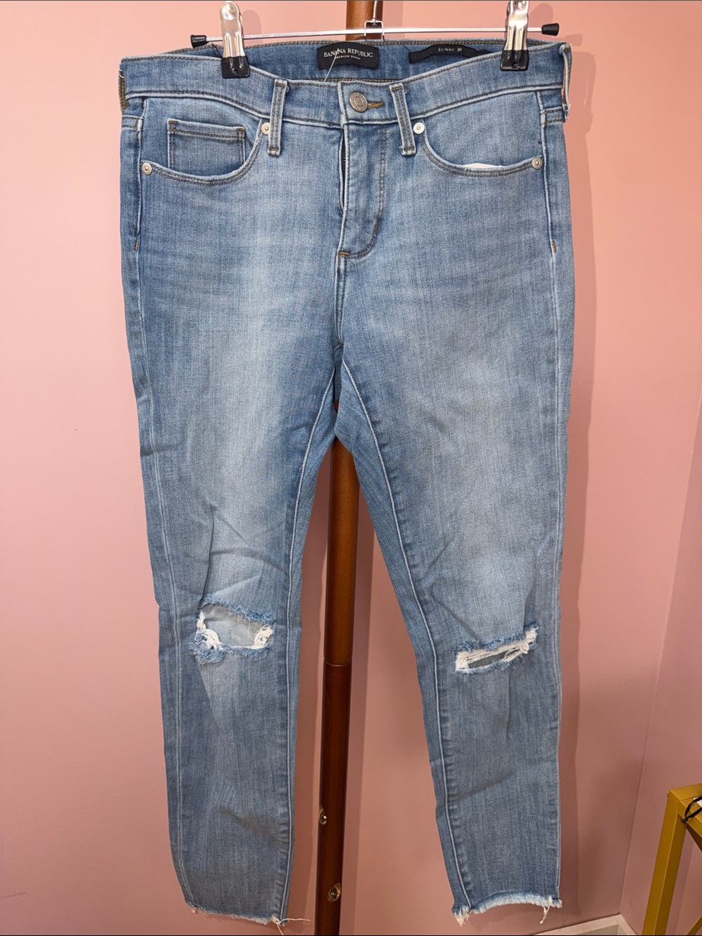 Banana Republic Light Blue Skinny Jeans with Knee Rips